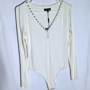 Jluxlabel Cream Bodysuit Size XL NWT
